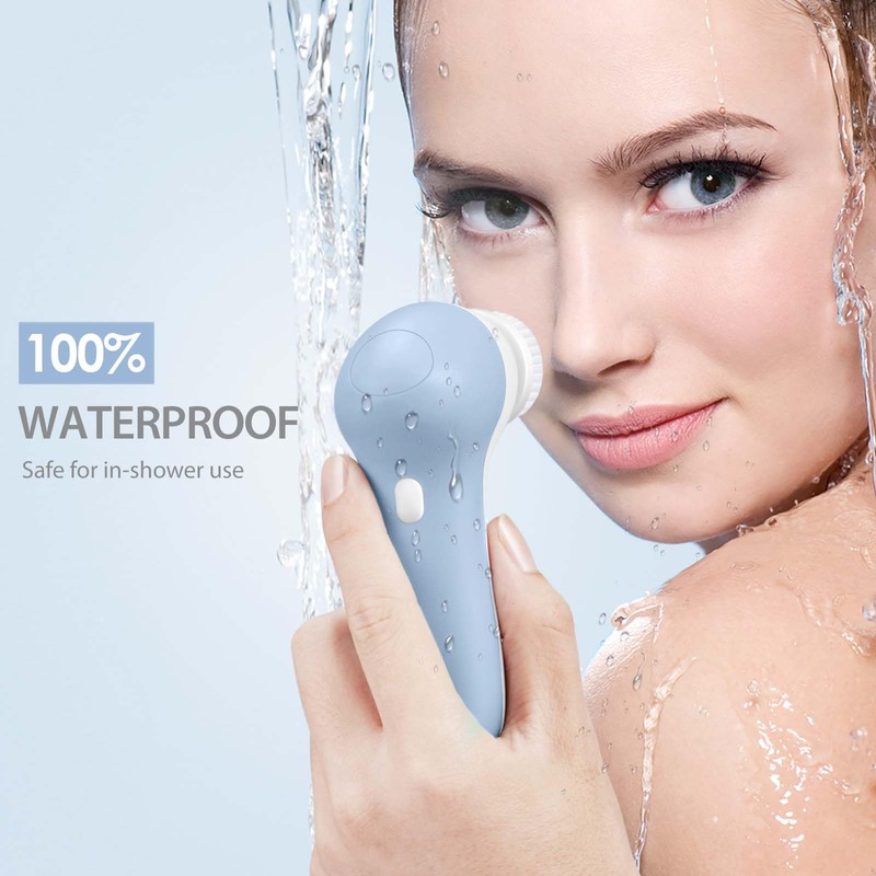 Rechargeable Facial Cleansing Spin Brush Set with 7 Exfoliating Brush