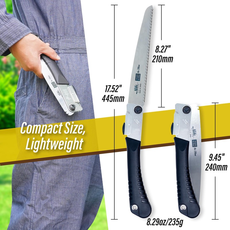 SUIZAN Japanese Folding Saw 8.3" Versatile for Wood - Compact