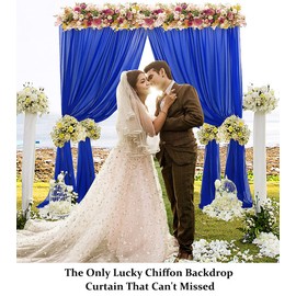 DUOBAO Royal Blue Chiffon Backdrop Curtain 29x108-Inch Chiffon Fabric Drapes for Wedding Ceremony Voile Sheer Curtains 2 Panels Photography Backdrop Drapes (29''x108''x2pcs, Royal Blue)