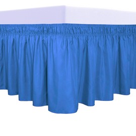 PureFit Falda de cama envolvente con volantes con cinturón elástico ajustable, caída de 14 pulgadas, fácil de poner, falda de cama sin arrugas, volantes contra el polvo, funda para cama individual,