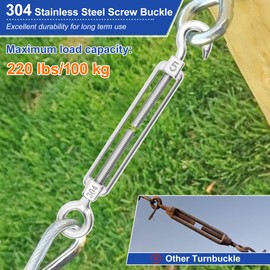 Turnbuckle Rope Tensioner Pack of 6 M5 Stainless Steel Adjustable Hook and Eye Steel Cable Wire Rope Turnbuckle Tensioner for Sun Sail, Rope, Garden Wire, or Washing Line for Tensioning Heavy Duty