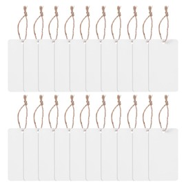 50PCS Basket Tags Hanging Labels Sign with Natural Twine String Clip On, 3.5 × 2 Inch Hanging Basket Tags Label Tag for Baskets, Removable Plastic Bin Labels for Storage Bins Hangings Mini Tag