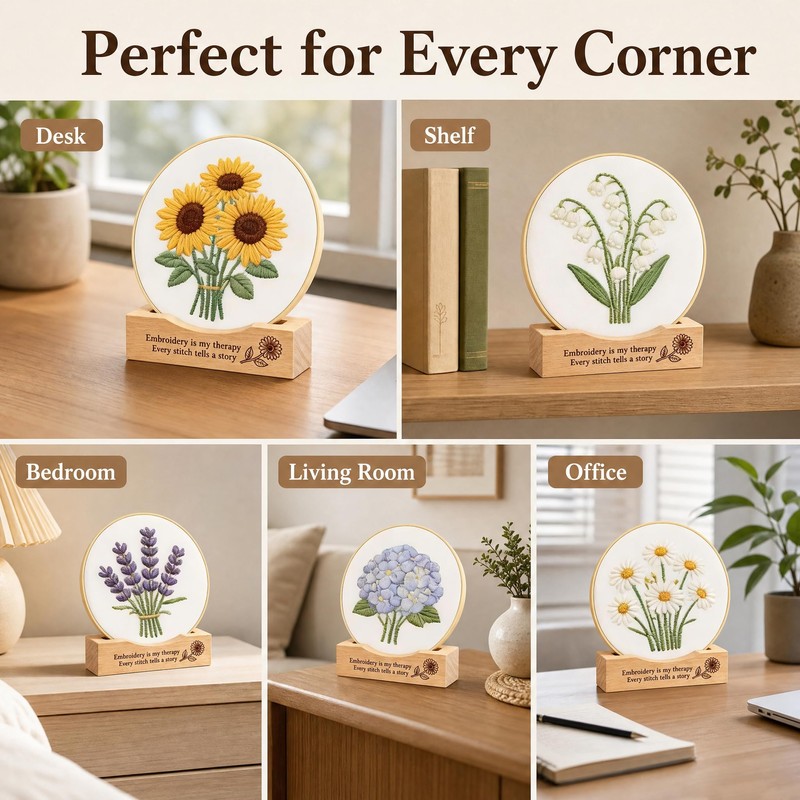 PXIRQ 2-Pack Embroidery Hoop Display Stand – 2‑Tier Grooved Frame
