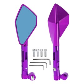 Hihaha Motorcycle Rear View Mirrors Bar End Side Mirrors Mount Adjustable Aluminum Alloy 1 Set Purple M8/M10 Prismatic Shape