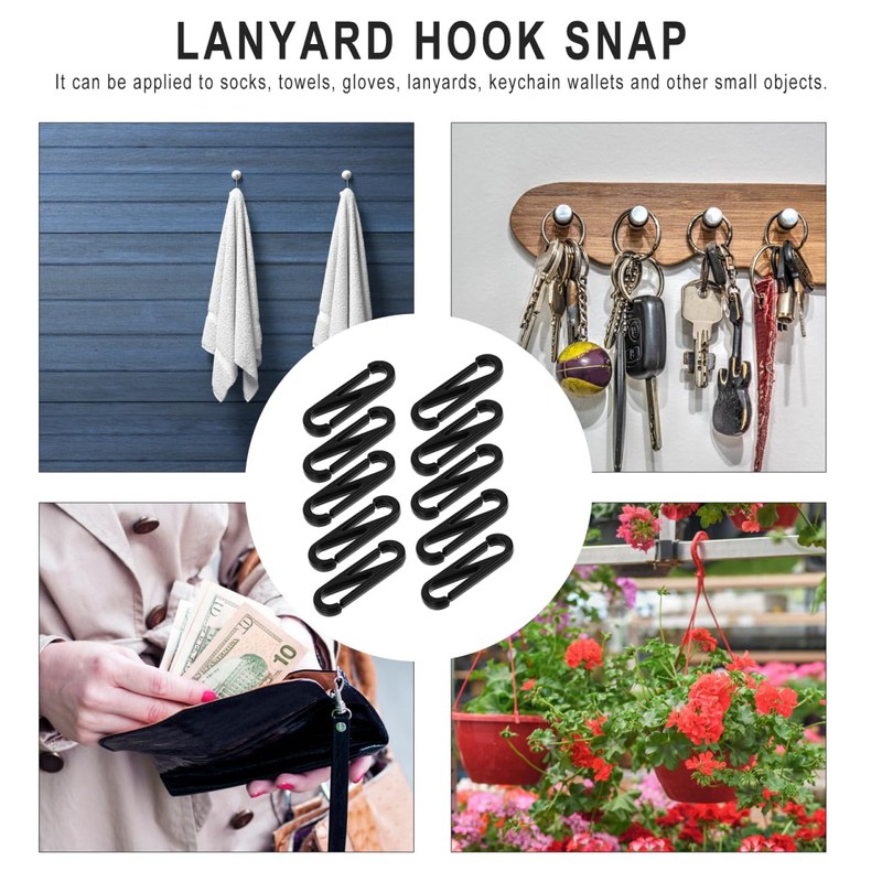 Operitacx 100pcs Plastic Hooks, Figure 8 Snap Clips, Gutter Key