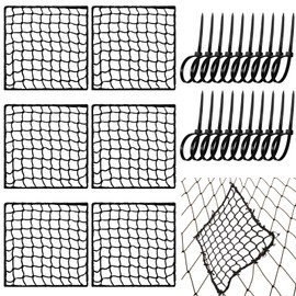 GliCraft 6 Pcs Universal Sports Net Repair Kits with 100 Pcs Zip Ties 8 x 8 Inch Golf Goal Nylon Netting Hole Replacement Patch for Baseball Batting Cages Hockey Football