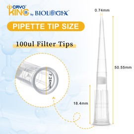 100ul Filtering Pipette, Universal Low-Retention Filter Pipette Tips, Sterilization, DNase/RNase/Pyrogen Free, Micro Pipettor Tips, 96 Tips/Rack