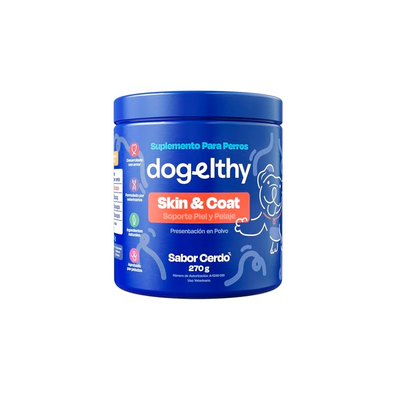 Dogelthy Skin & Coat Suplemento para Piel y Pelaje para