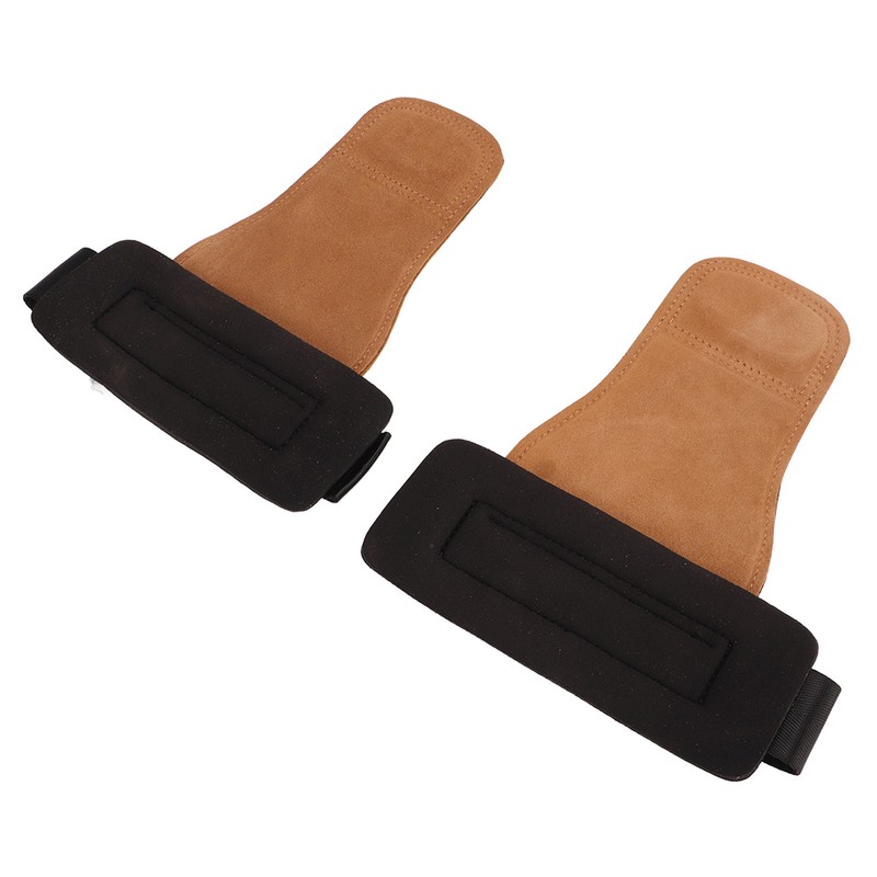 2PCS Weight Lifting Grips with Wrist Straps Cowhide SBR Full