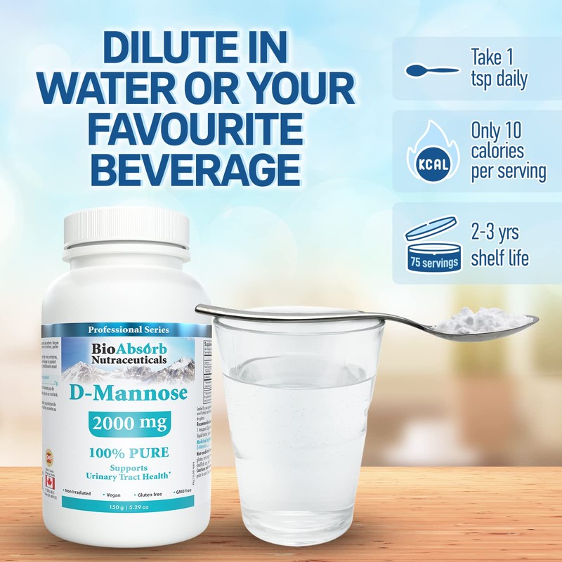 D-Mannose Powder. 2000 mg Per Serving. 75-Day Supply of 100%