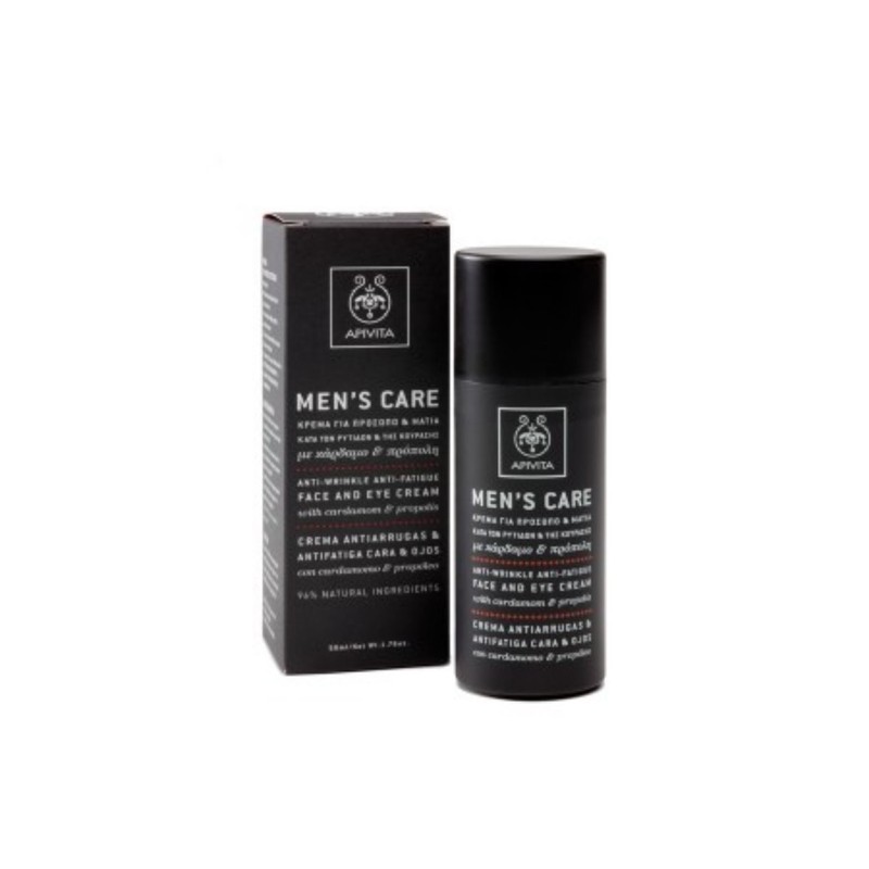 Apivita Mens Care Anti-Wrinkle Anti-Fatigue Face Eye Cream with Cardamom