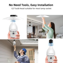 CiKiKWXO 2.4&5Ghz WiFi Light Bulb Security Camera,2K Wireless Light Bulb Camera, Light Socket Security Cam with Motion Detection,Two-Way Talk,24/7 Recording,Compatible with Google Assistant & Alexa