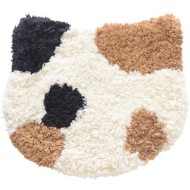 Techno Prime 70156 Packable Calico Chair Cushion, Cat Shaped, Fluffy, Chair Pad, Zabuton, Approx. 13.8 x 12.2 inches (35 x 31 cm), Men's, Women's, Warm