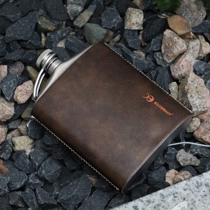 SILVERANT Titanium Flask Canteen, 220ml Pocket Flask Camping Hip Flask