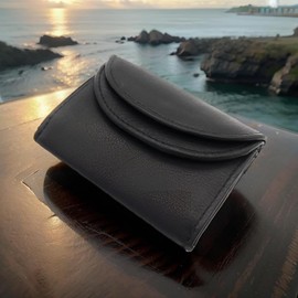 Genuine Leather Mini Purse Changing Purse Holiday Purse, black, Modern