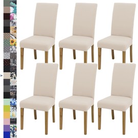 BIETYONE Dining Chair Cover,Dining Room Chair Covers Set of 6,Stretch Kitchen Chair Cover,Washable Dining Chair Cover,Parsons Chair Slipcovers Protective,for Home,Restaurant,Banquet(Beige)