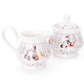 Christmas Concepts® Snowman & Friends Deluxe Ceramic Tableware Range - Milk Jug and Sugar Bowl Set with Matching Decorative Gift Box