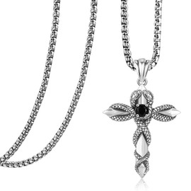 KATHLU Cross Necklace for Men womem 925 Sterling Silver cross Pendant Snake Necklace Jewelry Gifts
