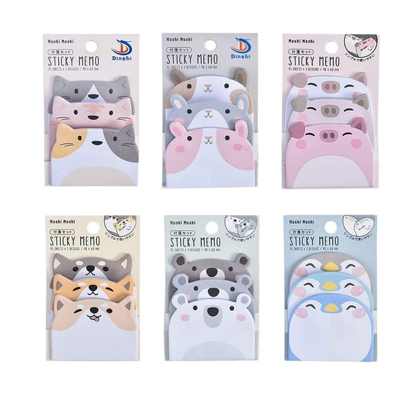 Exbrith 6 Pads 270 Sheets Cute Animal Sticky Notes Novelty