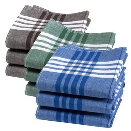 Merrysquare - Solid and thick work handkerchiefs - model Arthur - large format 40 cm x 40 cm - 9 pieces - 100% cotton, multicoloured