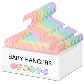 Hsei 60 Pack Baby Plastic Hangers for Closet, No Slip Kids Toddler Hangers, Ideal for Nursery Children Infant Boys and Girls Clothing, Coats, Skirts, Suits Organizer (Macaron)