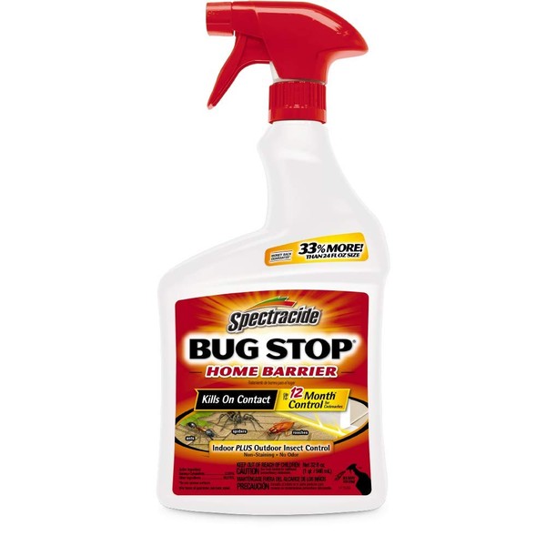 Spectracide Bug Stop Home Barrier, Kills Ants, Roaches and Spiders On Contact, Indoor and Outdoor Insect Control, 32 fl Ounce Ready-To-Use Spray