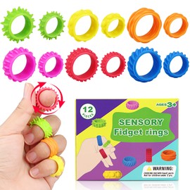 12 Stück Fidget Ringe Sensorisches,stressring Finger, adhs Ring, Massageringe für Finger Akupressurring, Fidget Ring Toys für Kinder Erwachsene, Sensorik Autismus für Spielzeug für Stress abbauen