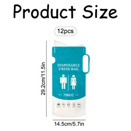 Luckious 12 PCS Disposable Urine Bag with Handle – Leak-Proof, Odor-Free Emergency Urine Bag for Travel, Fishing, Camping, and Traffic Situations, Eco-Friendly Design