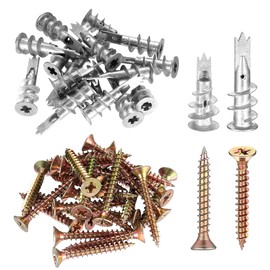 80 Sets Heavy Duty Self Drilling Plasterboard Fixings, Metal Plaster Board Wall Plugs and Screws, Hollow Drywall Cavity Wall Fixings for Plasterboard Screws and Wall Plugs Set, Raw PlugsAnchors