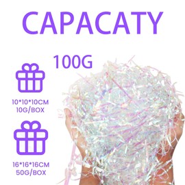 100 Grams Shredded Tissue Paper Gift Filler Paper for Basket Filler Sparkly Crinkle Confetti Shredded Paper Gift Packaging for Christmas Wedding Birthday Party DIY Crafts Arts