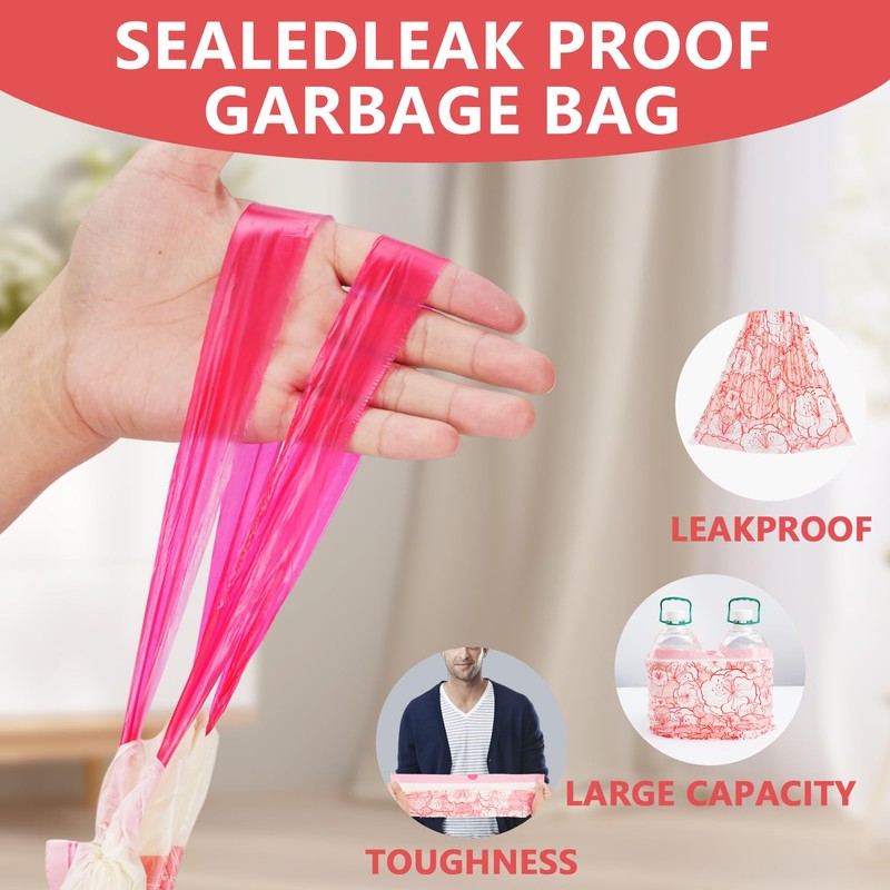 4 Gallon Trash Bags Drawstring, Colorful & Portable Small Trash