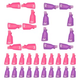 MelodySusie Nail Polish Remover Clips Nail Art Soak Off Cap Clip Plastic Acrylic UV Gel Polish Remover Wrap Tool Gel for Fingernail Removal Soak Off Clips Wrap Cleaner Cap Clip (Pink+Purple 20Pcs)