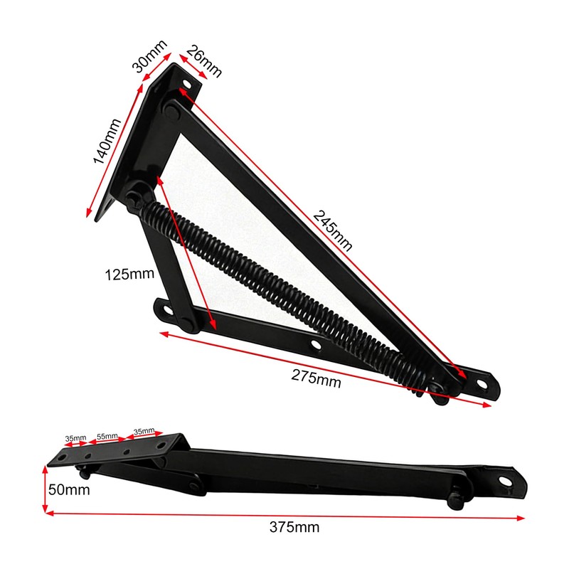 JinBoCheng 1 Pair Heavy Duty Bench Seat Hinges, Spring Lift