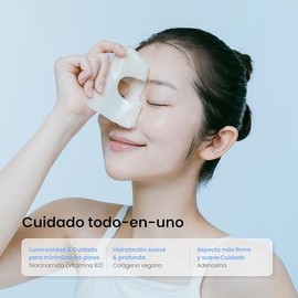 caraseoul Glowganic Pro Colágeno Vegano Mascarilla Hidrogel [4 uds]  Fórmula Suave con Niacinamida y Adenosina, Piel Luminosa e Hidratada, Cuidado K  