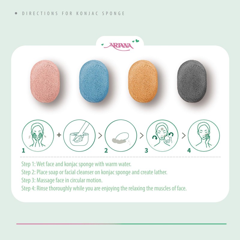 ARIANA Konjac Facial Sponge Oval Carnation Pink 304A Bath Cleansing
