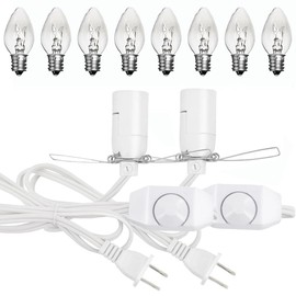 BUBYVV Salt Lamp Cord,Salt Lamp Cord and Base Assembly & Clip for All Himalayan Crystal Salt Lamps -8 Free 15W E12 Base Bulbs for Salt Lamp (White-2P)