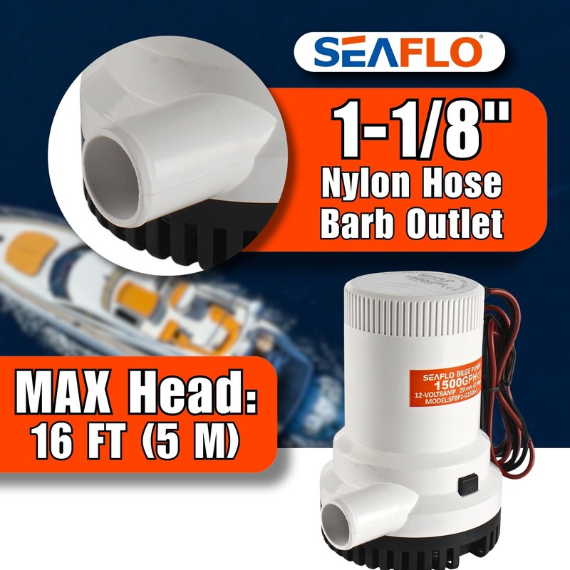 SEAFLO 01 Series 1500 GPH Bilge Pump – 12V, 1-1/8"
