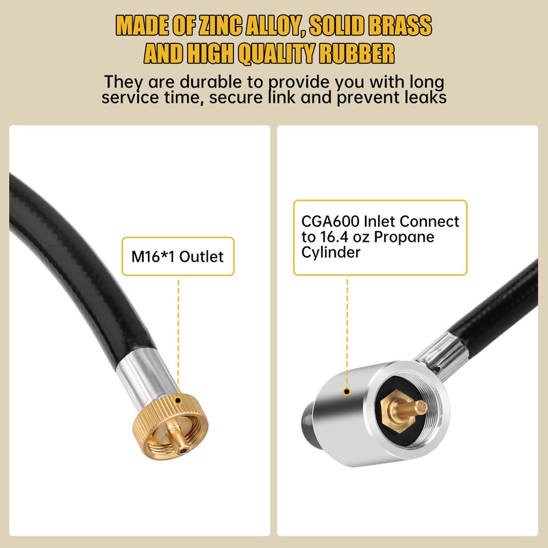WADEO Dual Fuel Camping Stove Replacement Hose, 3FT CGA600 &