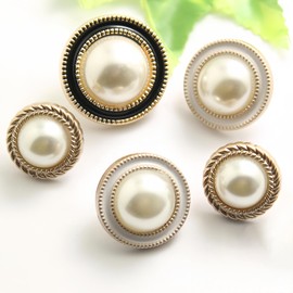10 PCS Gold Pearl Buttons Plastic Shank for Garment Clothing Accessories Fit Sewing Scrapbooking Garment DIY Decoration