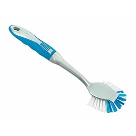 HOMESHOPA Fantail Dish Brush with Non Slip Handle, Built-in Scrapper, Scrub Brush, for Pans, Pots, Kitchen Sink Cleaning with Strong Grip & Durable Bristles