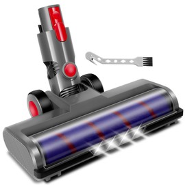 Brush Head Compatible with Dyson Replacement for V7 V8 V10 V11 V15 SV10 SV11 SV12 Series, 4 LED Headlamps and 180° Flexibility for Deep Cleaning, Includes 2 Replacement Rollers and 1 Scraper Brush