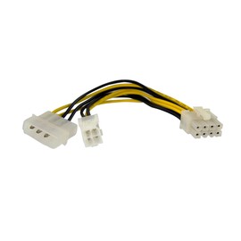 StarTech EPS48ADAP Cable Adaptador de Fuente de Poder Alimentación CPU Interno 4 Pines a 8 Pines EPS con LP4, Hembra a Macho, 15 cm, Negro