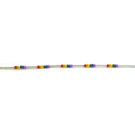 PHS International Liquid Silver Rainbow Tiny Seed Bead Necklace