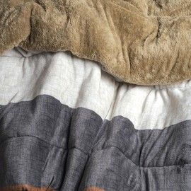 Ultra-Soft Queen/King Size Sherpa Blanket, Cozy and Warm Double-Sided Plush Blanket, Tan with Grey and White, Buller, 87" x 98", Machine Washable