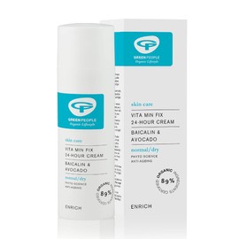 Green People Vita Min Fix 24-Hour Cream 50ml | Natural & Organic Face Cream | Day & Night Moisturiser with Squalane for Normal & Dry Skin | Paraben Free & Ethyl Alcohol Free | Cruelty Free & Vegan