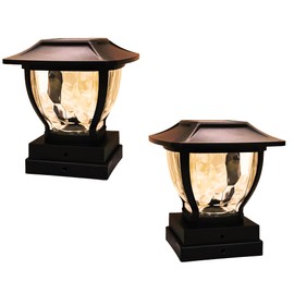 Maxsa 41681 Solar Wave Style Post Cap and Deck Railing Lights, Dark Bronze, 2-Pack