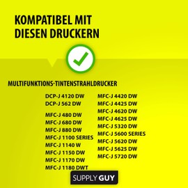 Supply Guy 5 Printer Cartridges Compatible with Brother LC223 LC-223XL LC-225 LC-227 Yellow with Chip and Level Indicator for MFC-J5320DW MFC-J5620DW MFC-J480DW DCP-J4120DW DCP-J562DW and More