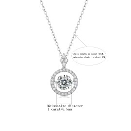 Suitable for Daily Wear and Attending Banquets Beautiful 18K Gold Plated Chains Moissanite Floating Pendant NecklaceColor: Silver