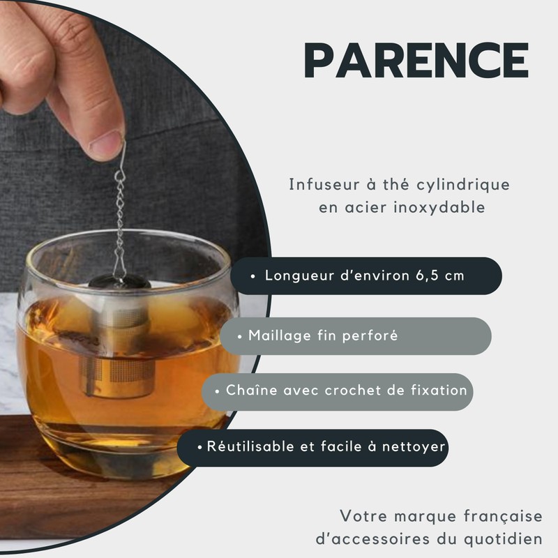 PARENCE – Infusore cilindrico in acciaio inox – Filtro da