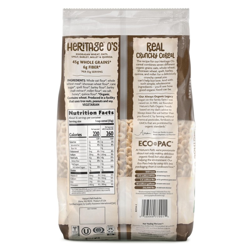 Nature's Path Organic Heritage O'S Cereal, 32 oz (Pack of